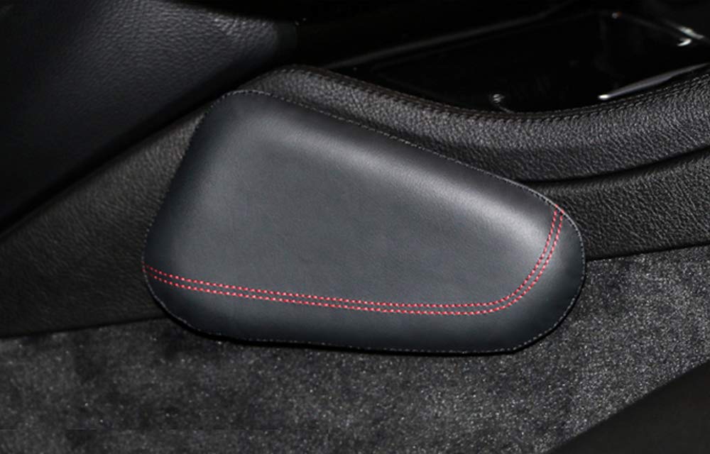  [AUSTRALIA] - Fleming Leather Knee Cushion for Car Center Console, Driver Side Soft Pad for Pain Knee Relief, Leather Knee Pillow for Car Auto Accessories (Black, Leather) Black
