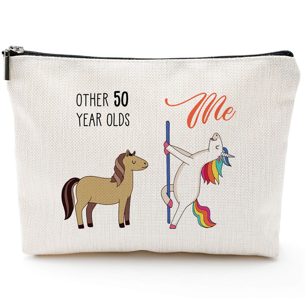 50th Birthday Gifts for Women - 1971 Birthday Gifts for Women, 50 Years Old Birthday Gifts Makeup Bag for Mom, Wife, Friend, Sister, Her, Colleague, Coworker(Makeup bag-50th Unicorn) - LeoForward Australia