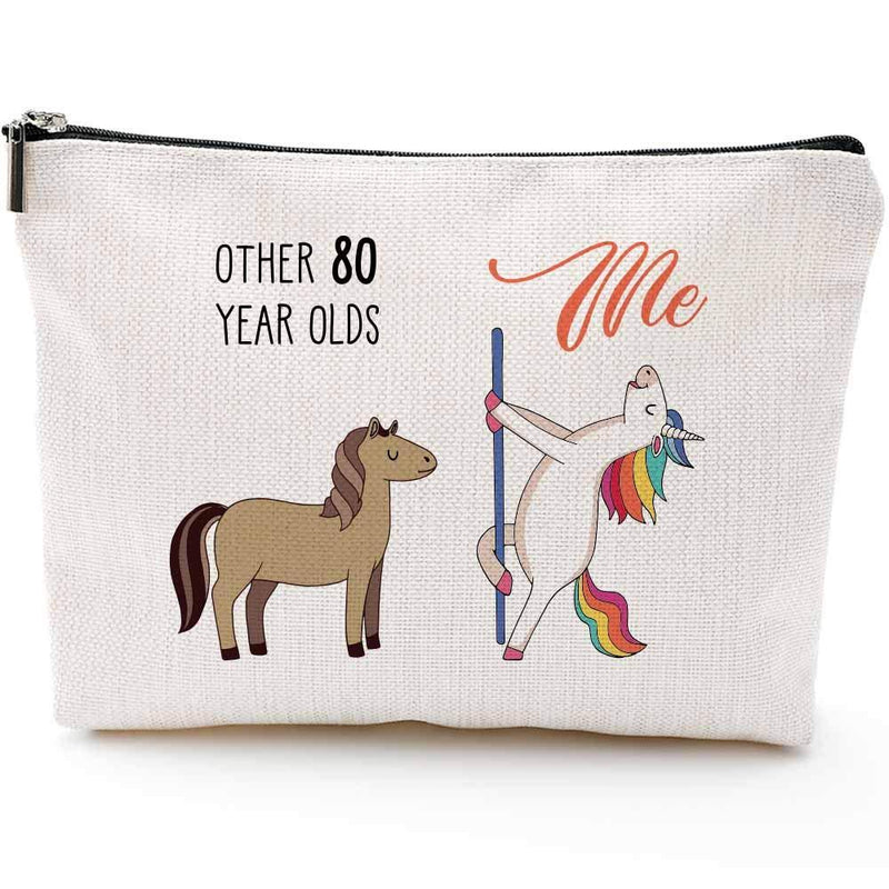 80th Birthday Gifts for Women - 1939 Birthday Gifts for Women, 80 Years Old Birthday Gifts Makeup Bag for Mom, Wife, Friend, Sister, Her, Colleague, Coworker(Makeup bag-80th Unicorn) - LeoForward Australia