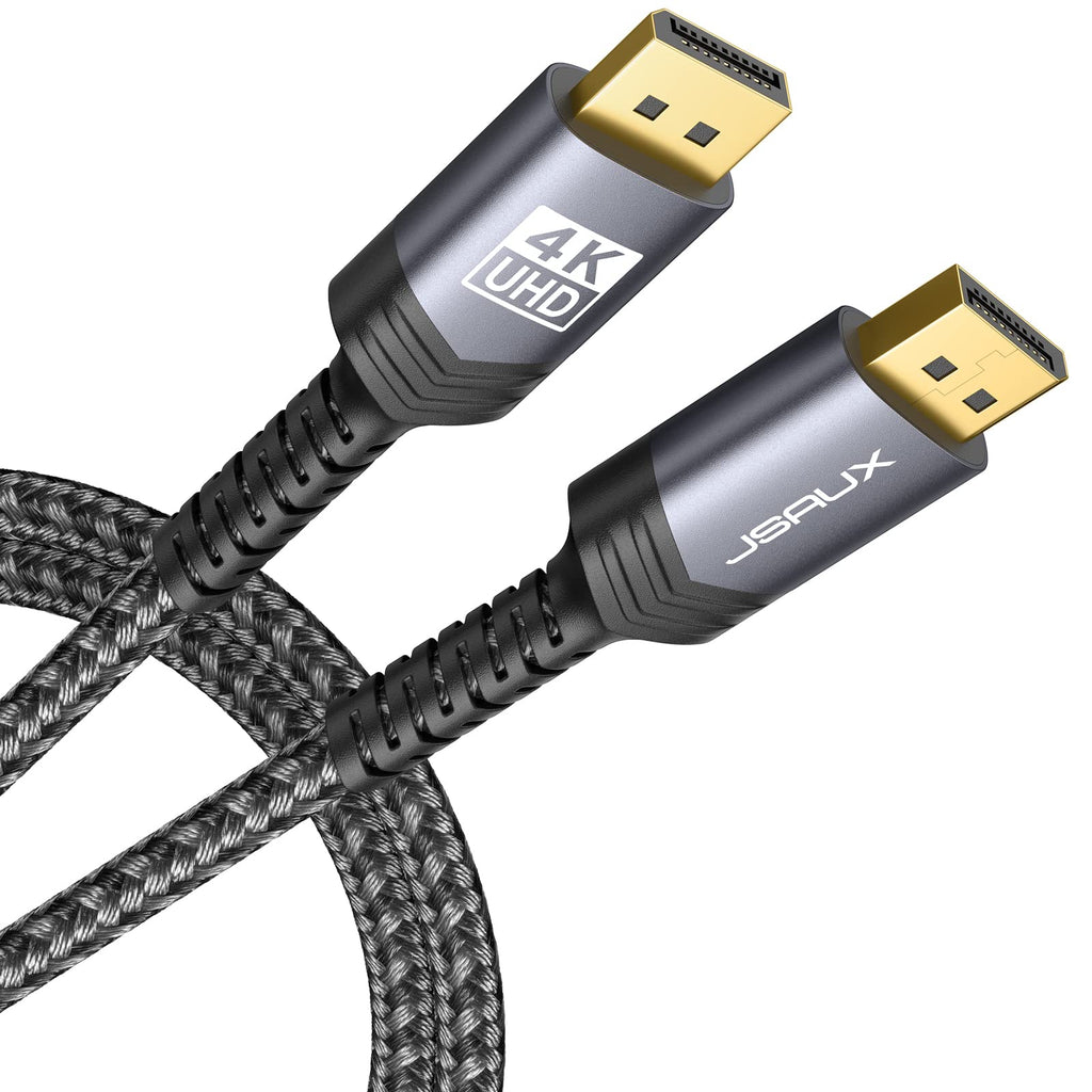  [AUSTRALIA] - DisplayPort to DisplayPort Cable 10ft/3M, JSAUX 1.2 DP Cable [4K@60Hz, 2K@165Hz, 2K@144Hz] Gold-Plated Braided Ultra High Speed DisplayPort Cord for Laptop PC TV etc- Gaming Monitor DP Cable-Grey Grey