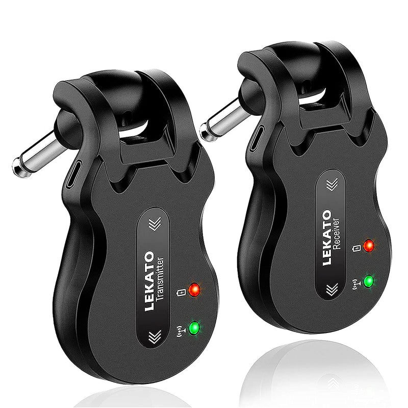  [AUSTRALIA] - LEKATO 5.8Ghz Wireless Guitar System 4 Channels Audio Digital Guitar Transmitter Receiver 300 Feet Transmission Range