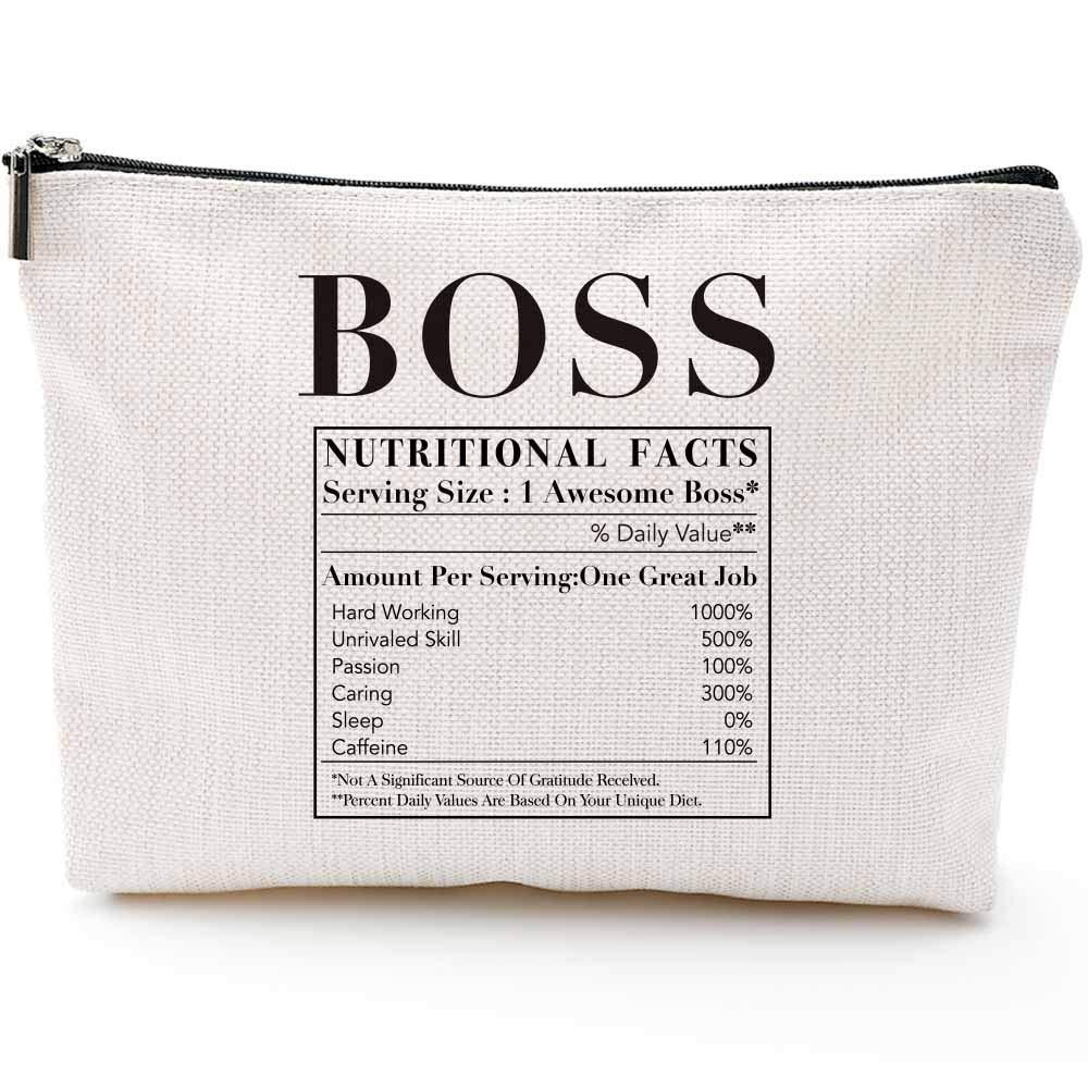 Boss Gifts,Boss Nutritional Facts Funny Snack Bag,Makeup Bag,Storage Bag,Inspirational And Motivational (Makeup Bag-Boss Nutritional Facts) - LeoForward Australia