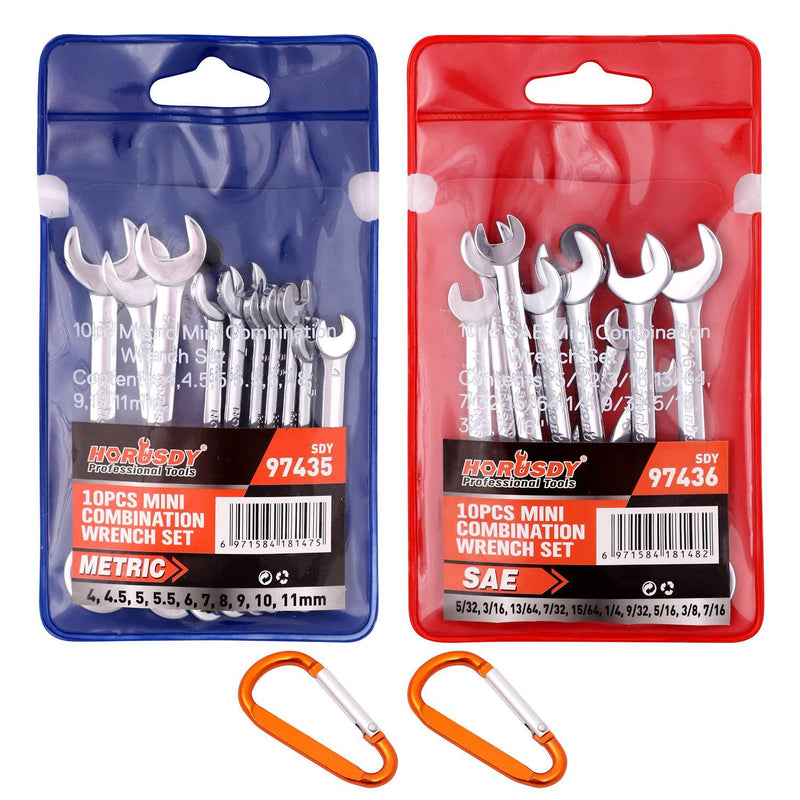  [AUSTRALIA] - HORUSDY 20-Piece Mini Wrench Set, Small Wrench Set, Metric and SAE Lgnition Wrench Set