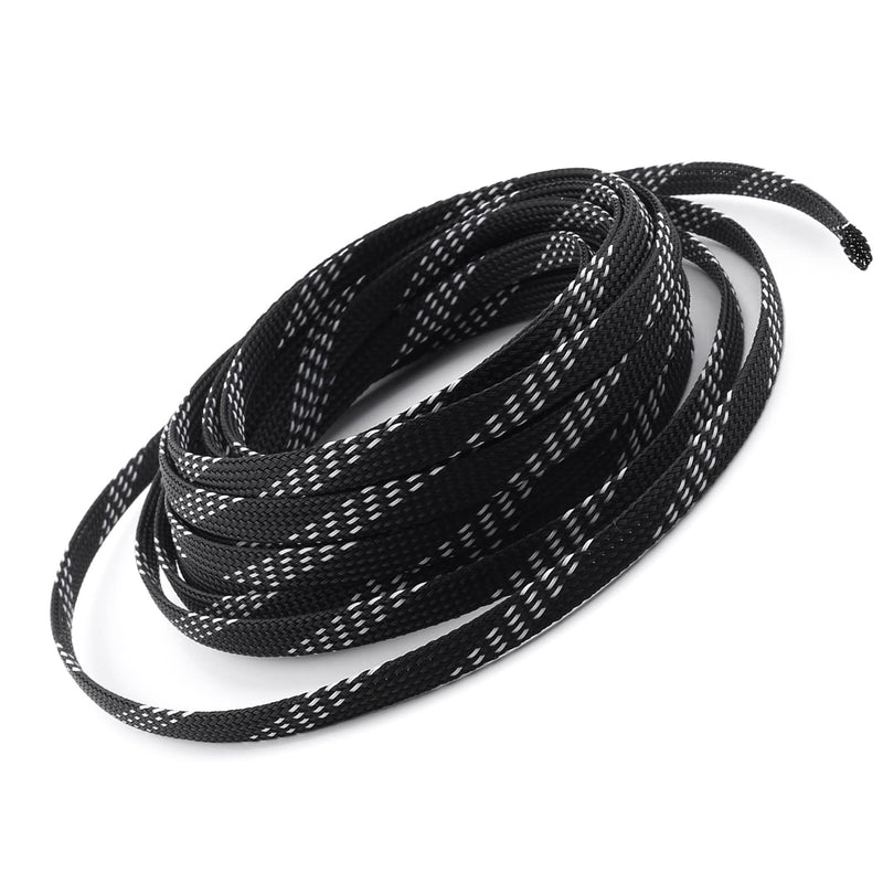 [AUSTRALIA] - Othmro 5m/16.4ft PET Expandable Braid Cable Sleeving Flexible Wire Mesh Sleeve Black and White 8mm*5m