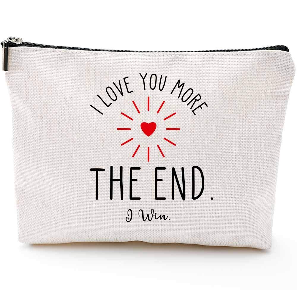 Gifts for Wife Girlfriend Birthday-I Love You More,The End I Win- Gifts for Girlfriend Boyfriend Couple Wedding Gifts from Wifey Hubby Makeup Bag for Her Presents - LeoForward Australia