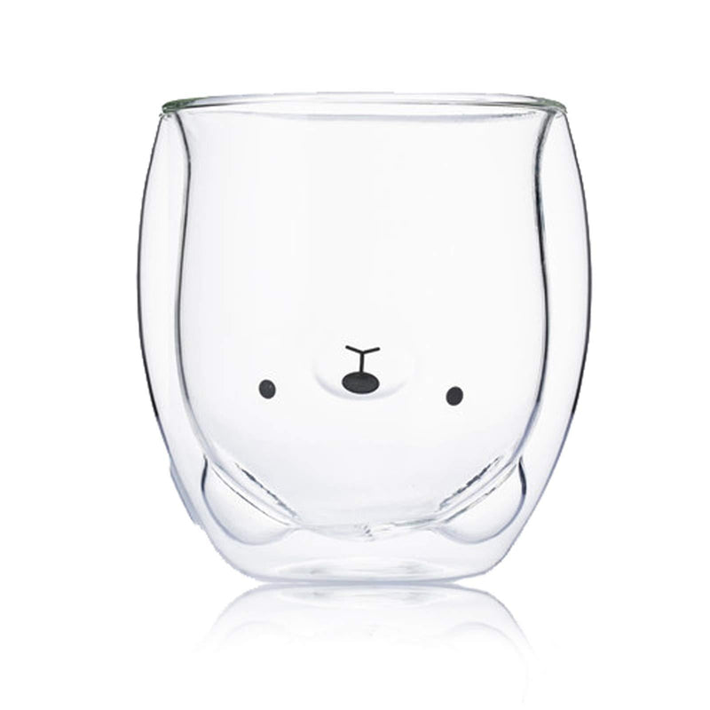  [AUSTRALIA] - Cute Mugs Glass Double Wall Insulated Glass Espresso Cup, Coffee Cup, Tea Cup, Milk Cup, Best gift for Office and Personal Birthday (Bear) Bear