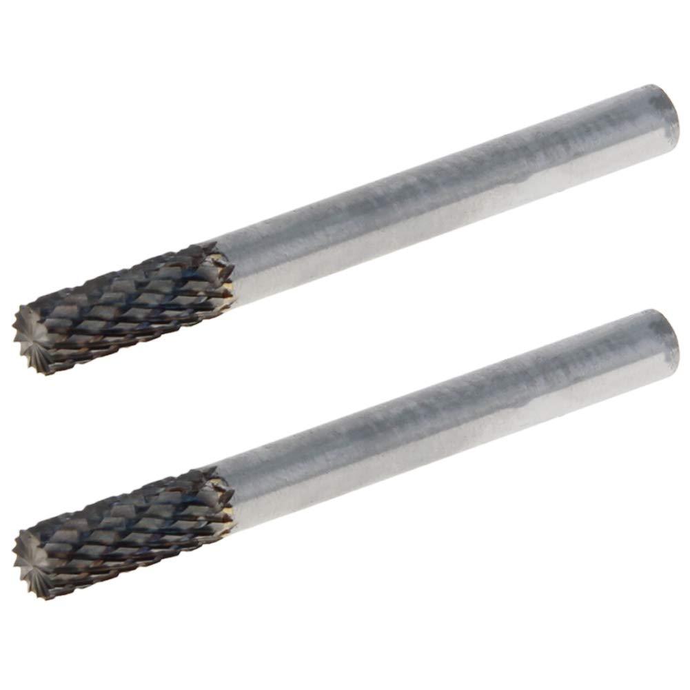 Utoolmart Tungsten Carbide Rotary Files 6mm Shank, Double Cut Top Toothed Cylindrical Shape Rotary Burrs Tool 6mm Dia, for Die Grinder Drill Bit Wood Soft Metal Carving Polishing, 2pcs Axe0616m6 [double groove] 2pcs - LeoForward Australia