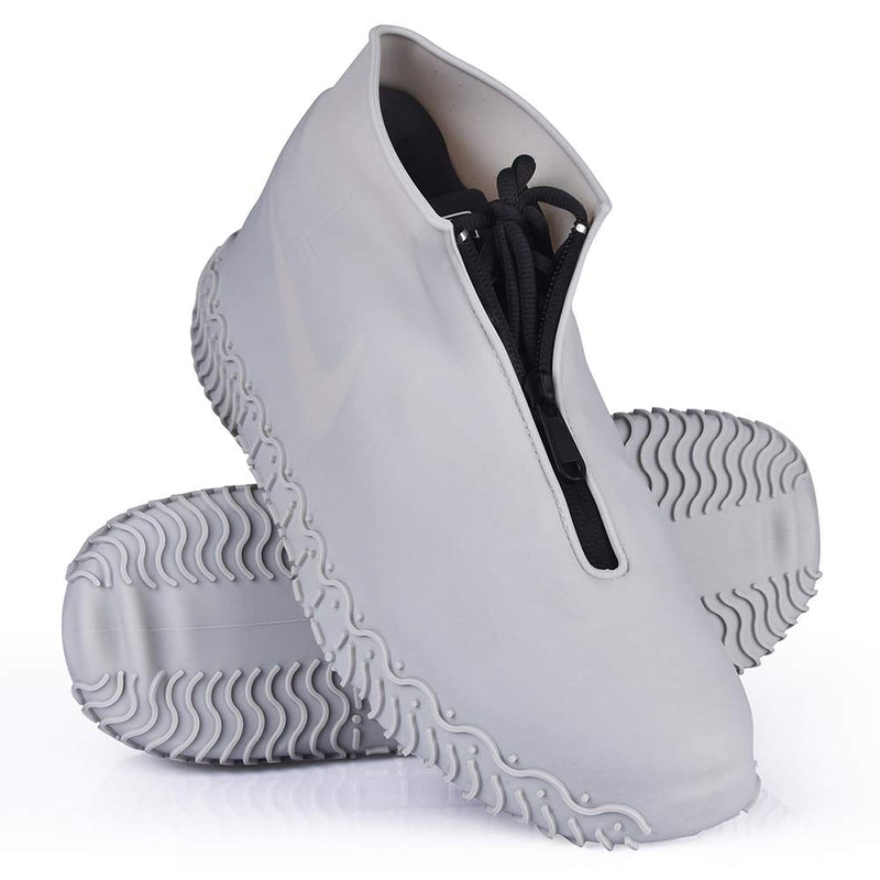  [AUSTRALIA] - Shiwely Waterproof Shoe Covers, Silicone Reusable Shoe Cover Non-slip Durable Zipper Elastic Rain Cover Protection for Men Women (XL (Women 11.5-14, Men 11-14), Grey) XL (Women 11.5-14, Men 11-14)