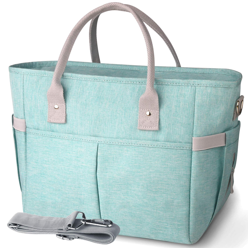 KIPBELIF Insulated Lunch Bags for Women - Large Tote Adult Lunch Box for Women with Shoulder Strap, Side Pockets and Water Bottle Holder, Aqua Green, Extra Large Size - LeoForward Australia
