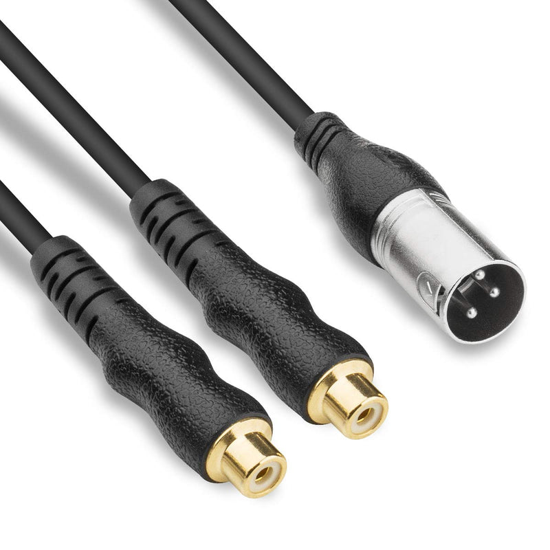  [AUSTRALIA] - EBXYA XLR to RCA Y Splitter Cable - XLR Male to Double RCA Female Microphone Cord Adapter 3 Feet, Black XLR Male to Dual RCA Female - 3 Feet