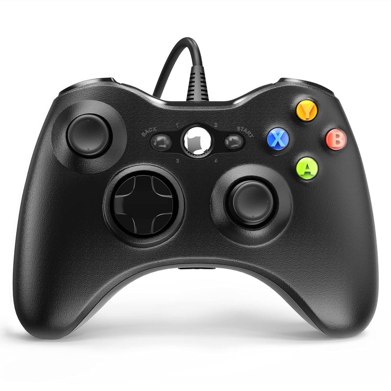  [AUSTRALIA] - PC Wired Controller, YAEYE Game Controller for 360 with Dual-Vibration Turbo Compatible with Xbox 360/360 Slim and PC Windows 7,8,10 Black