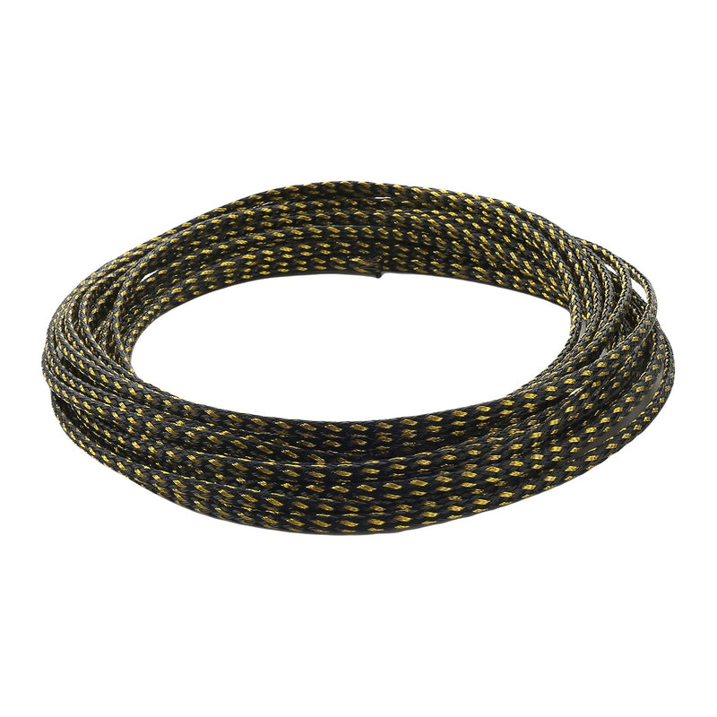  [AUSTRALIA] - Othmro 5m/16.4ft PET Expandable Braid Cable Sleeving Flexible Wire Mesh Sleeve Black Gold 3mm*5m