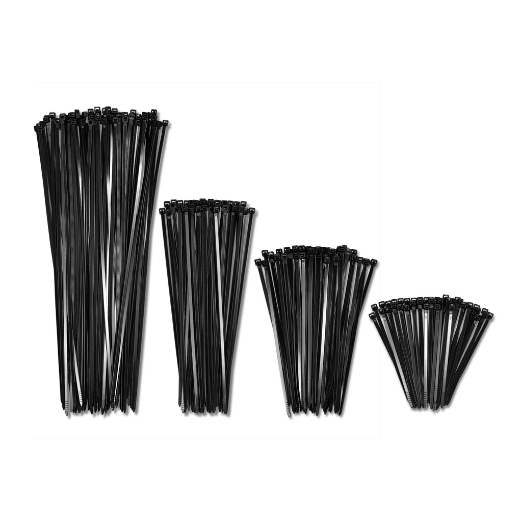  [AUSTRALIA] - 4", 6", 8", 12" Inch Cable Zip Ties Black Heavy Duty (400 Pack, 100 each size) - 40lbs Tensile Strength - Self-Locking Premium Nylon Cable Wire Ties for Indoor and Outdoor by Bolt Dropper
