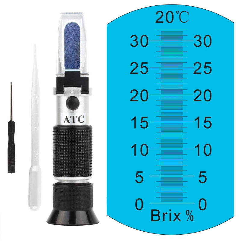 Brix Refractometer with ATC, Handheld Brix Meter Hydrometer 0-32% Portable Brix Reader Tester for Measuring Sugar Content in Fruit, Saccharimeter Refractometer for Replacement Brix Hydrometer Set Sugar Refractometer - LeoForward Australia