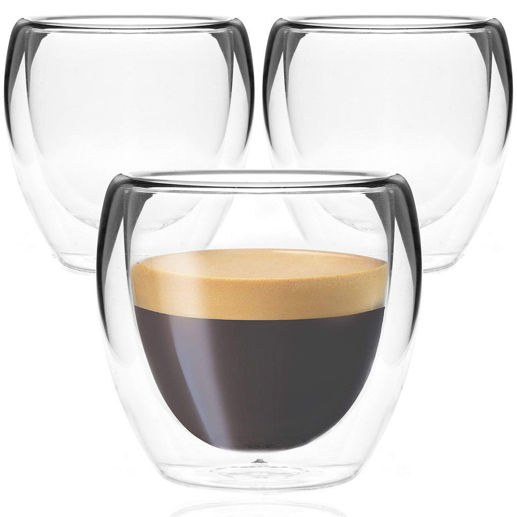  [AUSTRALIA] - Youngever 3 Pack Espresso Cups, Double Wall Thermo Insulated Espresso Cups, Glass Coffee Cups, 5 Ounce