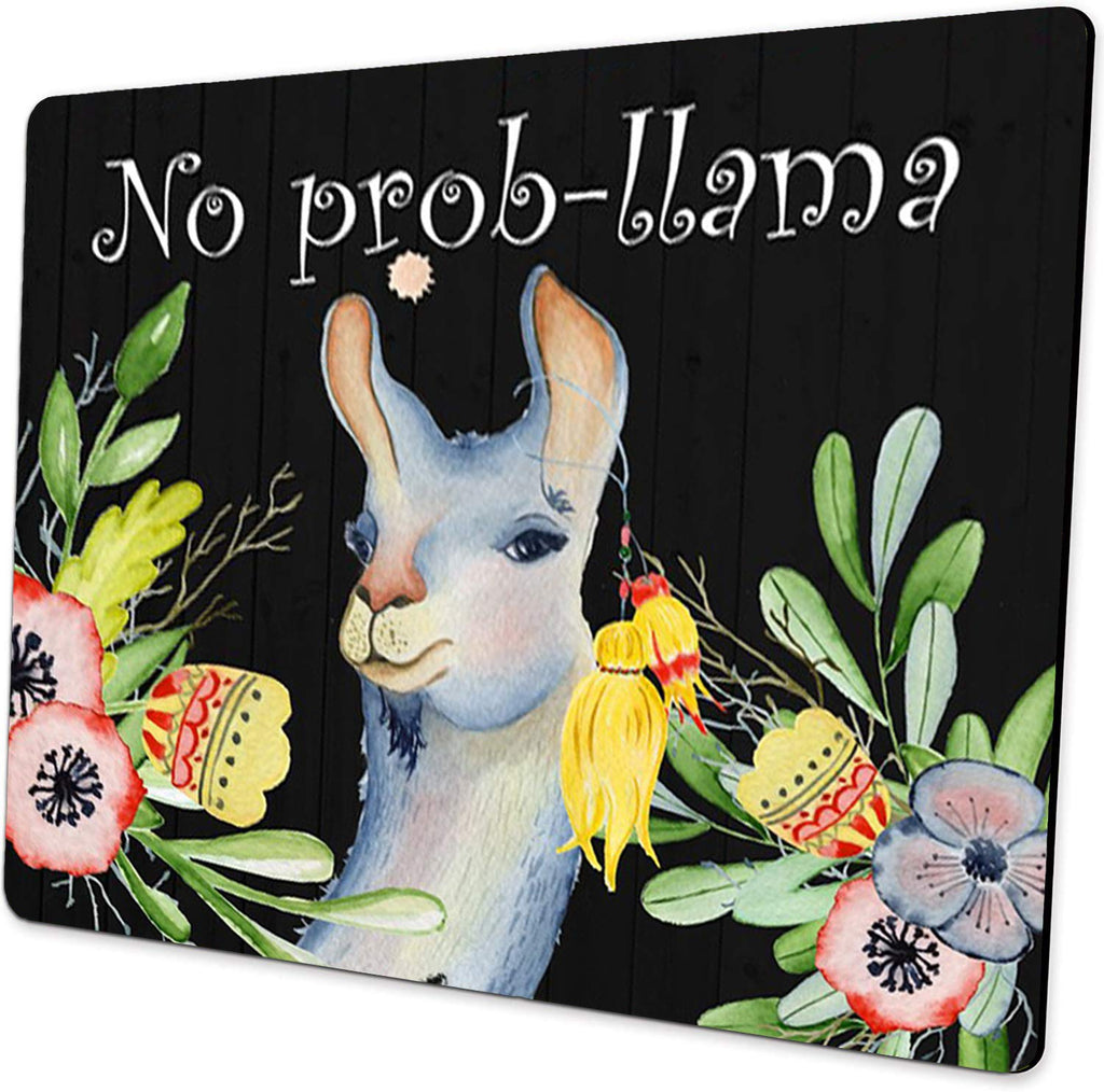  [AUSTRALIA] - No Prob-Llama Funny Mouse Pad Mat Cute Floral Quote Lama Mousepad Desk Accessories for Women Teacher Great Gift Idea Alpaca-K