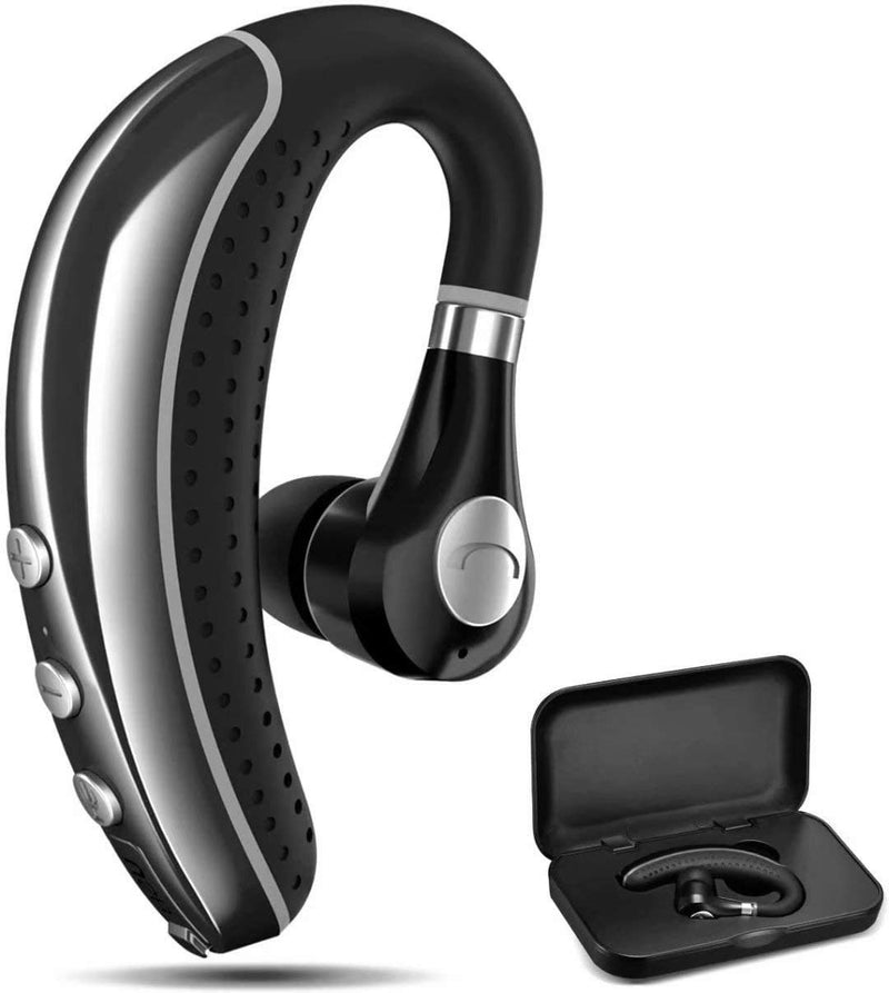  [AUSTRALIA] - Bluetooth Headset COMEXION V5.0 Bluetooth Earpiece with Mic and Mute Key Wireless Noise Reduction Business Earphone for Driving/Meeting/Listening Grey