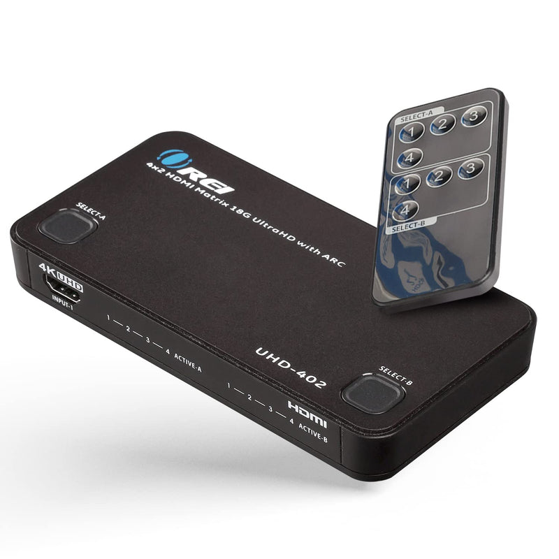  [AUSTRALIA] - OREI 4K HDMI Matrix Switch 4 X 2, Switcher 18G UltraHD with Arc Supports upto 4K @ 60Hz & 1080P IR Remote Control - Full Matrix Selection (UHD-402) 4X2 W/ ARC 4K@60HZ Matrix Audio