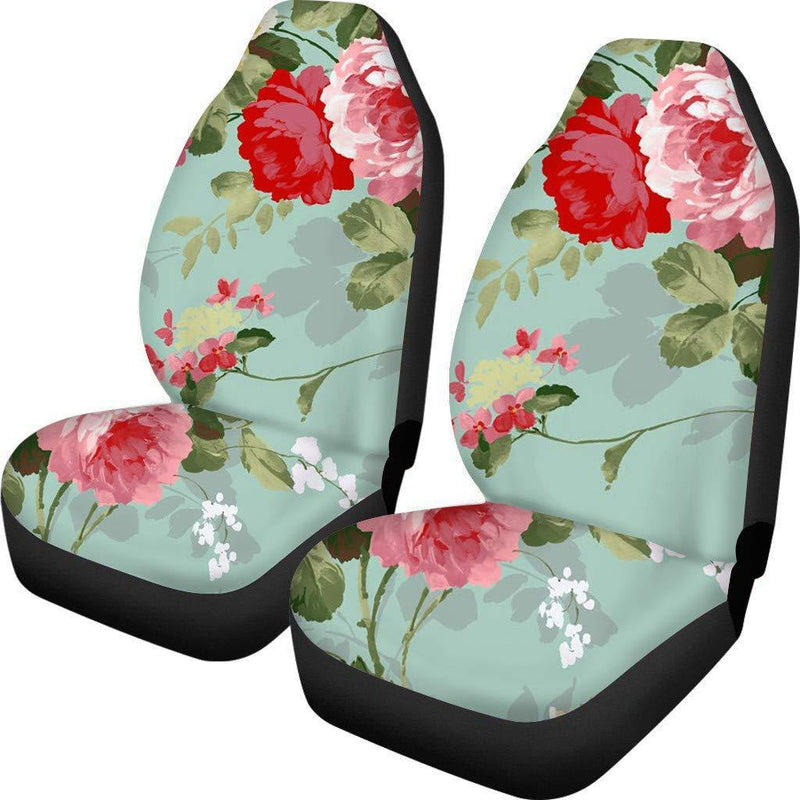  [AUSTRALIA] - UNICEU Chinese Ink Painting Flowers Universal Car Seat Covers 2 PCS Breathable Vehicle Front Bucket Seat Protector Watercolor Flowers