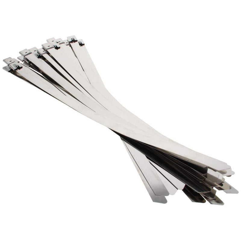  [AUSTRALIA] - MroMax 20PCS 13.78" x 0.47" Stainless Steel Cable Tie 304 Stainless Steel Self-locking Multi-purpose Metal Exhaust Sleeve Tie 12x350mm