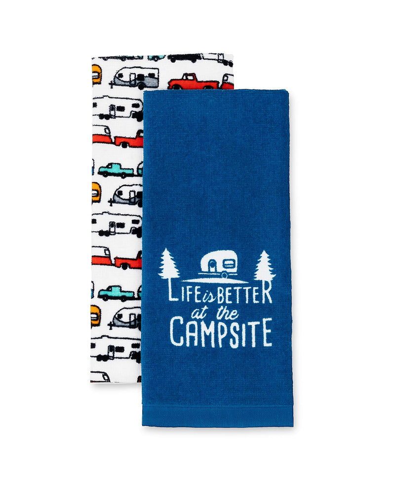  [AUSTRALIA] - Camco Life is Better at The Campsite RV Dish Towel Set - Perfect for Drying Hands and Dishes - Includes a Set of (2) Towels - 27-Inches x 16-1/2-Inches (53301)