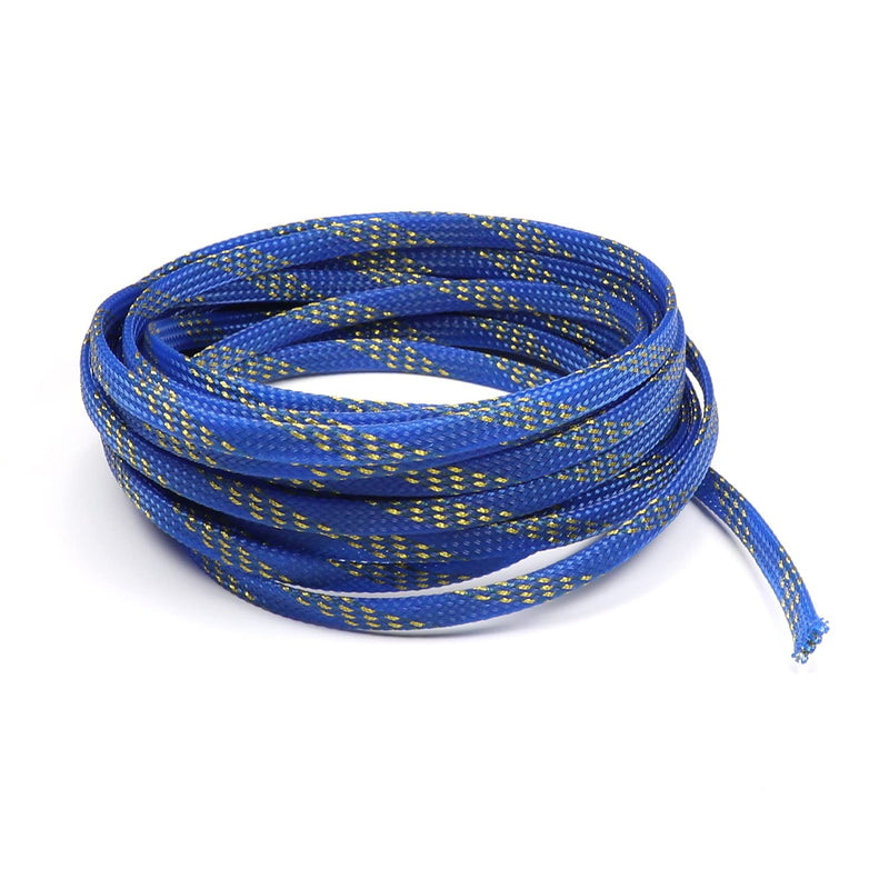  [AUSTRALIA] - Othmro 5m/16.4ft PET Expandable Braid Cable Sleeving Flexible Wire Mesh Sleeve Blue Gold 6mm*5m