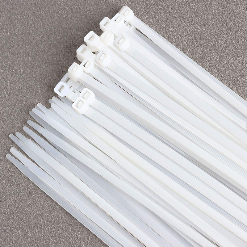  [AUSTRALIA] - Saisn 50pcs Zip Ties Adjustable Ultra Strong Plastic Cable Ties Nylon Self-Locking Wraps Ties Heavy Duty Clear Durable Zip Straps (18 Inch, White) 18 Inch, White