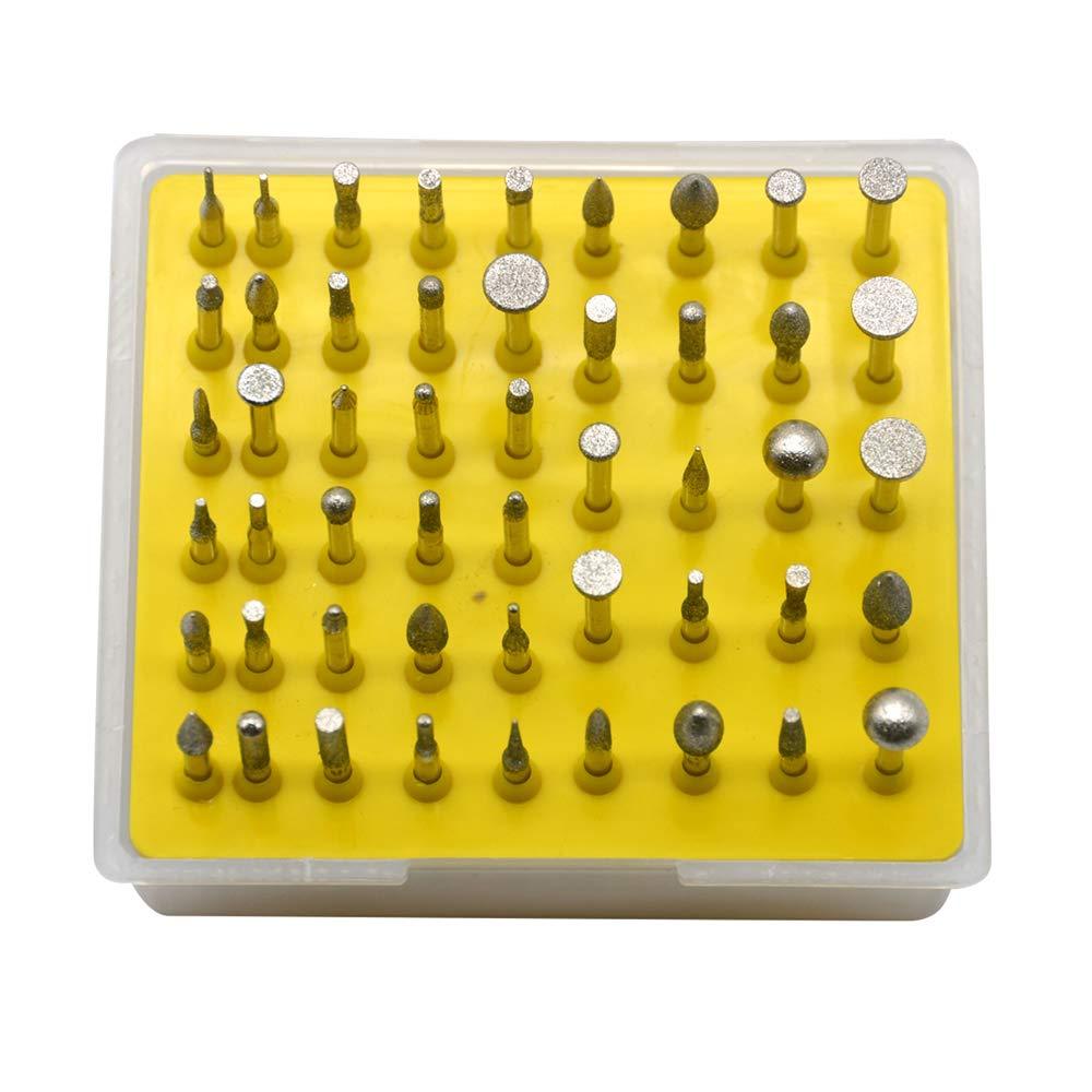 Oudtinx 50-Piece 1/8-Inch Shank Diamond Coated Rotary Burrs Set Fits Dremel Rotary Tools,Diamond Burr Set for Jewelry,Glass,Stone,Ceramic,ect.(Small Head Style) - LeoForward Australia