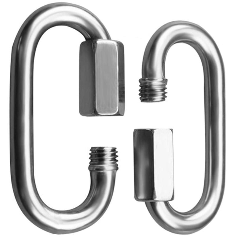  [AUSTRALIA] - AOWISH Stainless Steel Chain Links (2-Pack) SS Quick Link 1/2''(12mm) Diameter, Heavy Duty Trailer Safety Chain Hook Carabiner Clip - 2,500 LBS W.L.L (Silver/M12)