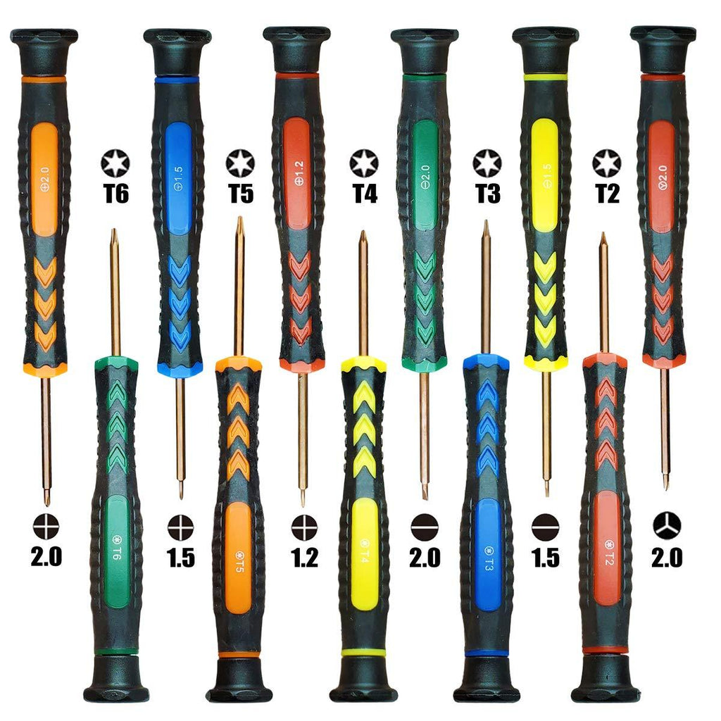  [AUSTRALIA] - 11 in 1 SCREWDRIVER SET - with Torx Bit T6 T5 T4 T3 T2, Phillips Bit 2.0 1.5 1.2, Flathead Bit 2.0 1.5, Tri-Point Bit 2.0 - Magnetic Screwdrivers Precision Repair Tool Kit for Xbox, PS4, Macbook