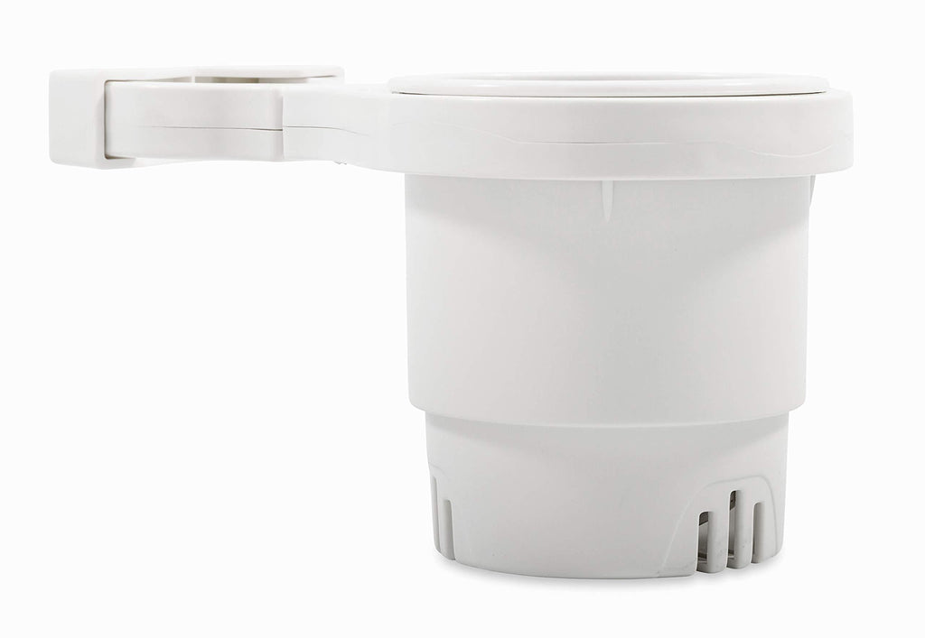  [AUSTRALIA] - Camco Large Clamp Mounted Cup Holder-Provides a Secure Location for Your Beverage-Mountable for Up to 2-Inch Rail-White (53083) White