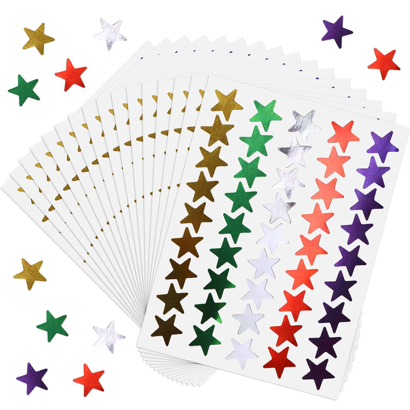  [AUSTRALIA] - 100 Sheets 4500 Counts Foil Star Stickers Reward Star Stickers Labels for Home, School, Bar, DIY and Office Decoration (Assorted Color)
