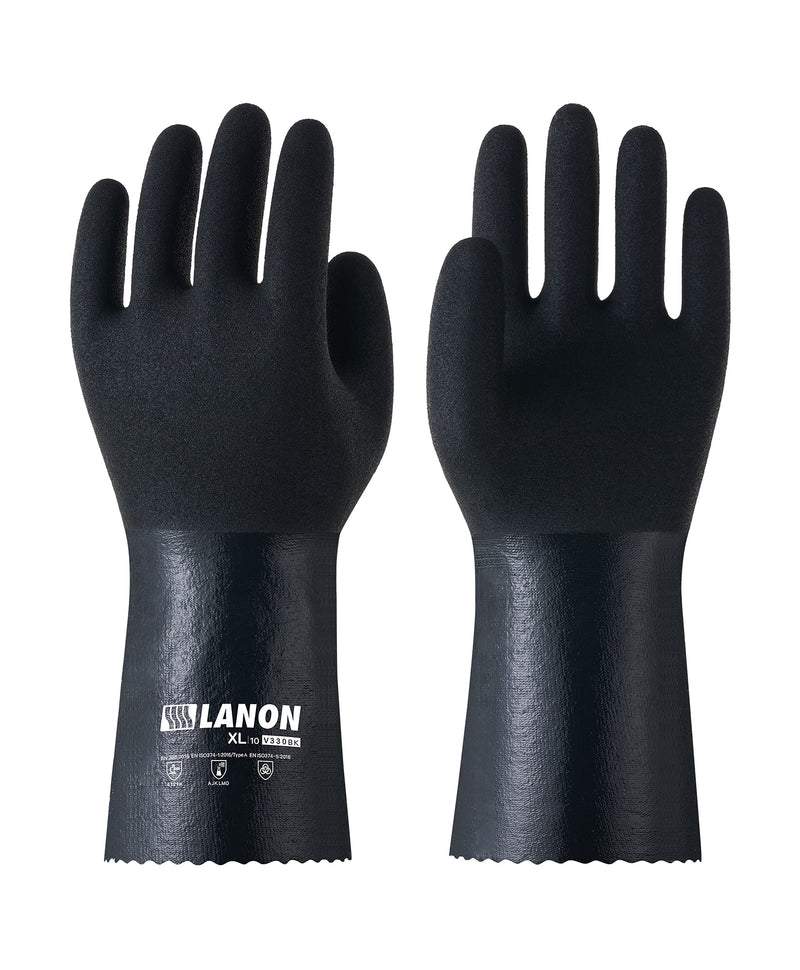  [AUSTRALIA] - LANON Nitrile Chemical Resistant Gloves, Reusable Heavy Duty Safety Work Gloves with MicroFoam Textured Palm, Acid, Alkali and Oil Protection, XX Large Size 11 (Pack of 1) Black