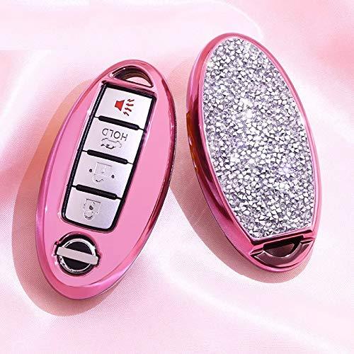  [AUSTRALIA] - Royalfox(TM) 3 4 5 6 Buttons 3D Bling Soft TPU keyless Entry Remote Smart Key Fob case Cover for Infiniti Nissan Murano Pathfinder Titan Maxima Lannia Qashqai Sunny (Pink) pink
