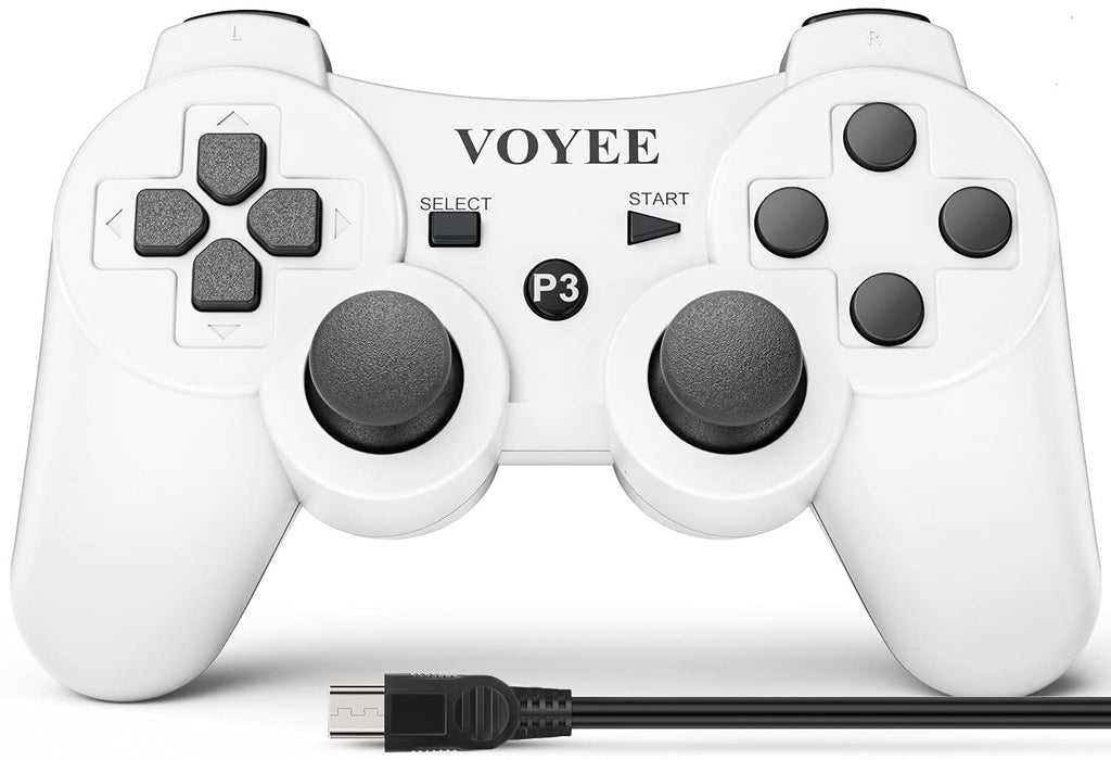  [AUSTRALIA] - VOYEE Wireless Controller Compatible with Play-Station 3 PS-3, with Upgraded Joystick/Motion & Rumble Control (White) White