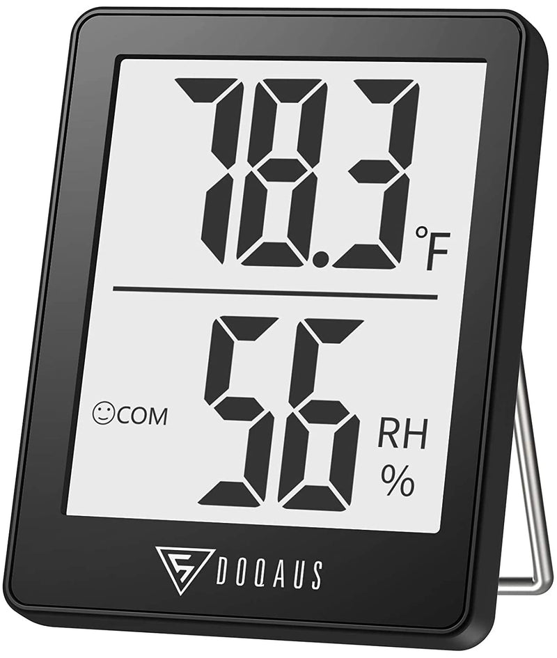  [AUSTRALIA] - DOQAUS Digital Hygrometer Indoor Thermometer Humidity Gauge Room Thermometer with 5s Fast Refresh Accurate Temperature Humidity Monitor for Home, Bedroom, Baby Room, Office, Greenhouse, Cellar (Black) Black