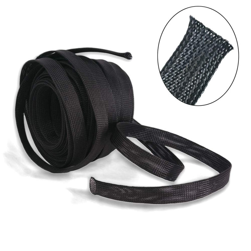  [AUSTRALIA] - (100ft x 1/2" ) Cable Sleeve, PET Expandable Braided Sleeving Wire Sleeve Black Cable Wrap for HiFi Audio and Video Headphone Cable Management Protect Cat from Chewing Cords