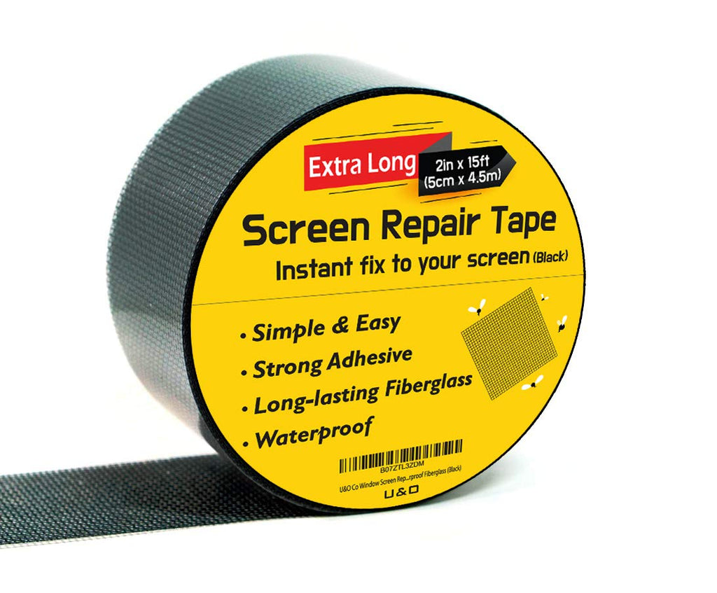  [AUSTRALIA] - Screen Repair kit. Window Screen Repair Tape. Premium Strong Adhesive (2"x180"(15ft), Black) 2"x180"(15ft)