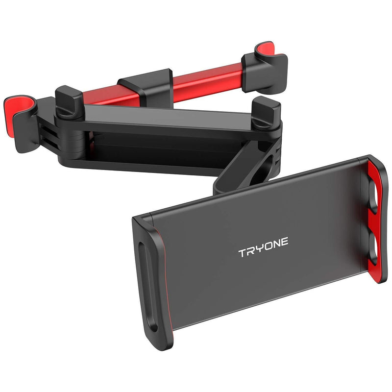  [AUSTRALIA] - Car Headrest Tablet Mount Holder - Tryone Stretchable Backseat Tablets Stand for Kids Compatible with iPad Air Mini/ Cell Phone/ Galaxy Tab/ Kindle Fire Hd/ Switch Lite or Other 4.7-10.5" Device Red