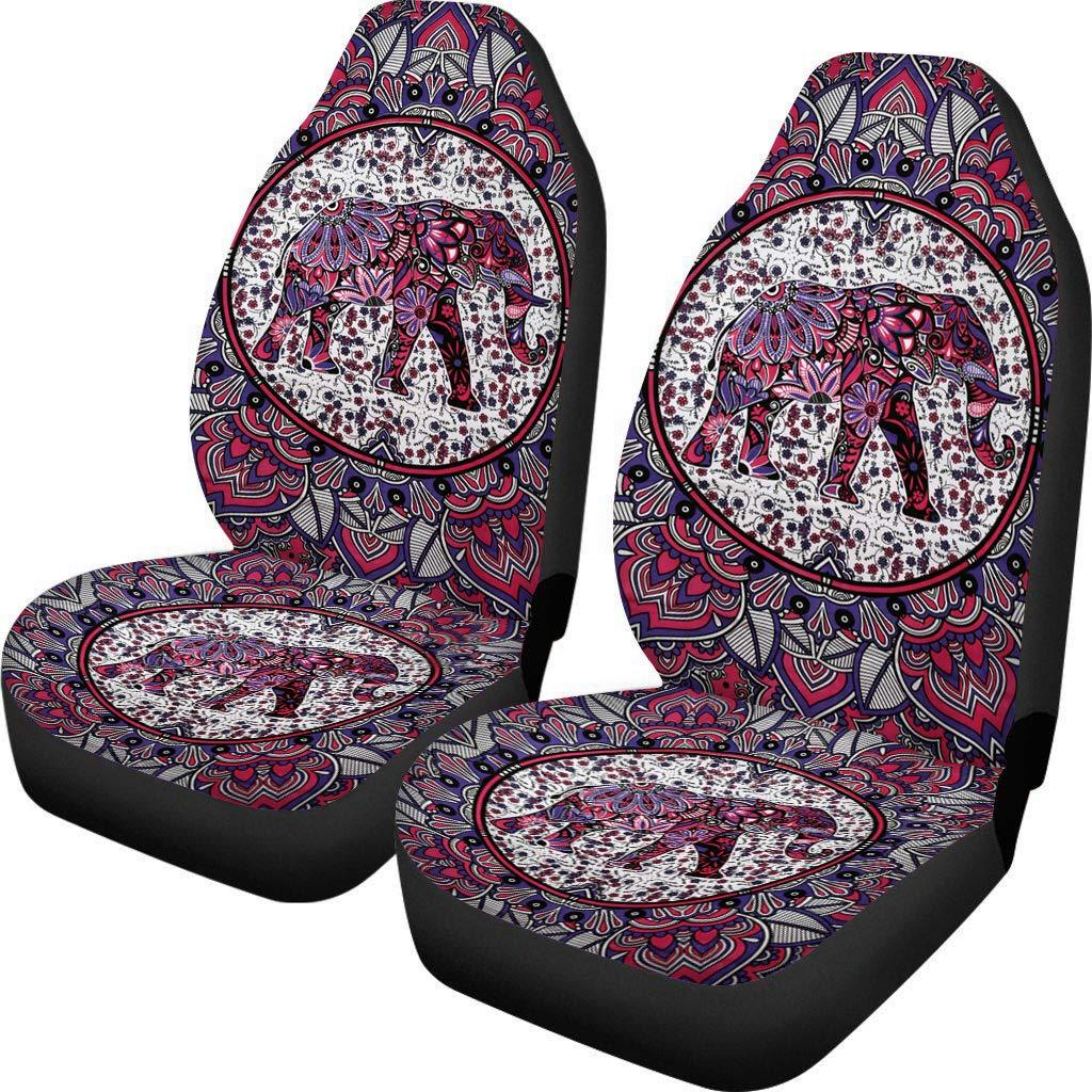  [AUSTRALIA] - Dreaweet Classic Boho Elephant Car Seat Covers for Women Girls Vehicle Car Decoration Front Seat Protective Cover Bag Full Set of 2 Fit Most Car Truck SUV and Van Boho-2