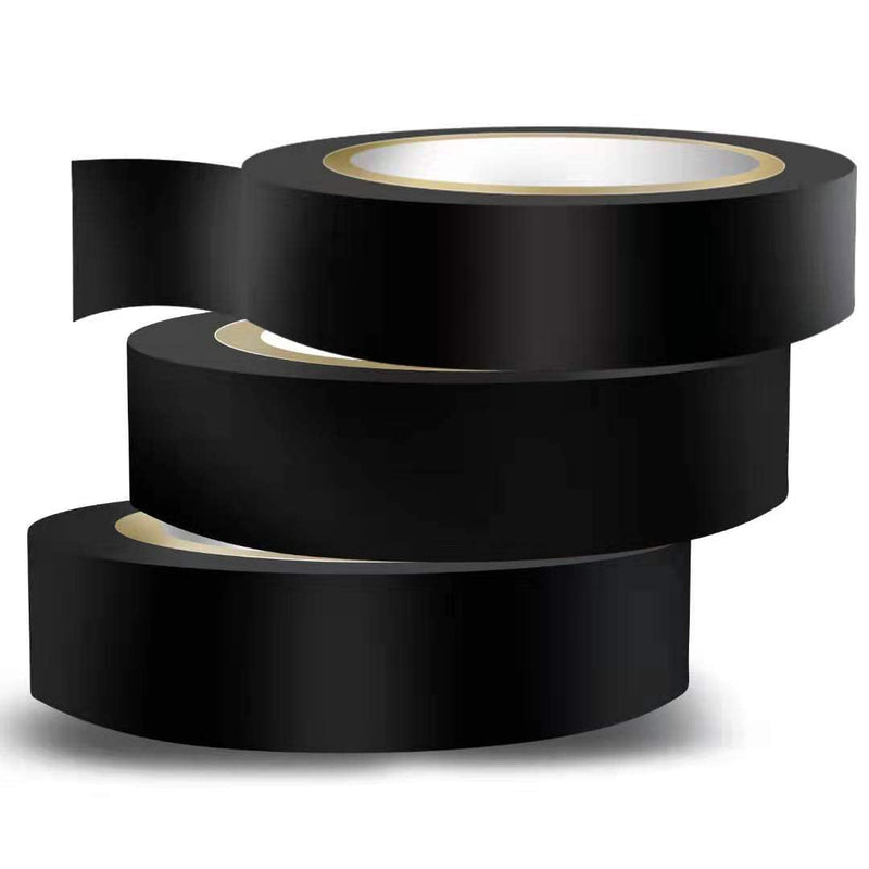  [AUSTRALIA] - Wapodeai 3PCS Electrical Tape, Flame Retardant Indoor Outdoor High Temperature Resistance Electric Tape, Premium Black Waterproof Tape, 0.62 in X 49 ft