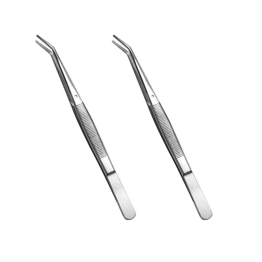 Stainless Steel Tweezers, with Curved Serrated Tip Multipurpose Tweezers Sewing Machine Tweezers Forceps for Craft Repairing (2PCS) 2 Count (Pack of 1) - LeoForward Australia