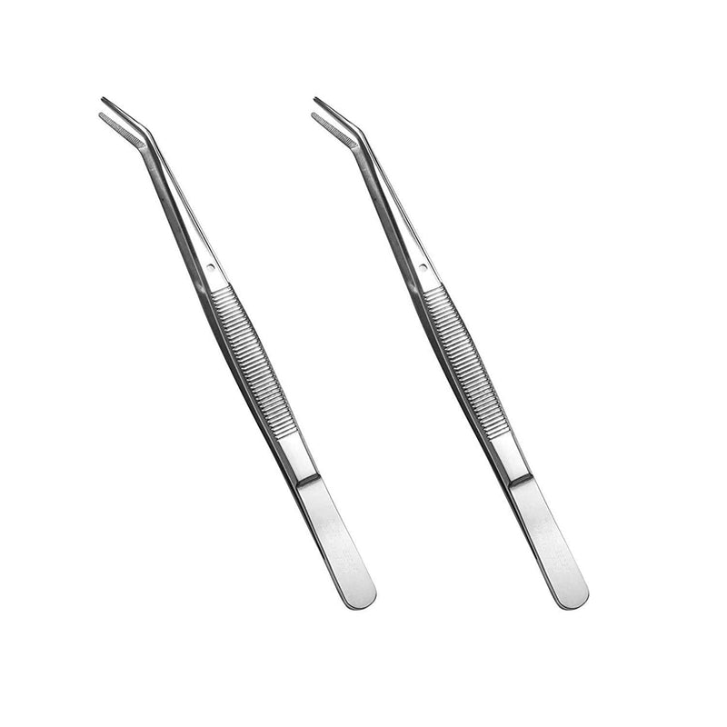 Stainless Steel Tweezers, with Curved Serrated Tip Multipurpose Tweezers Sewing Machine Tweezers Forceps for Craft Repairing (2PCS) 2 Count (Pack of 1) - LeoForward Australia