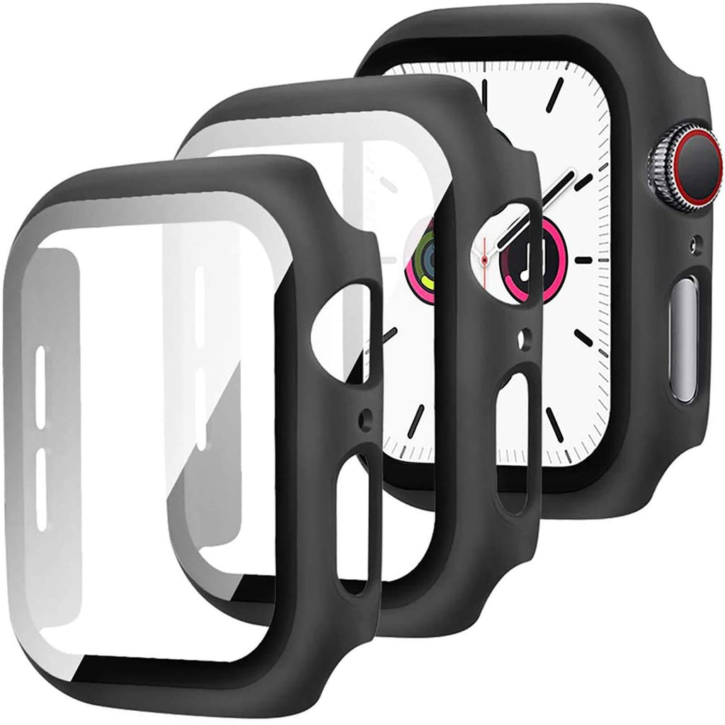 [2 Pack] Compatible with Apple Watch Series 3 2 1 38mm Case with Screen Protector, Anti-Scratch Shockproof Matte Hard Cover and Hard PET Screen Protector for Apple Watch 38mm Series 3 2 1 38mm - Matte Black - LeoForward Australia