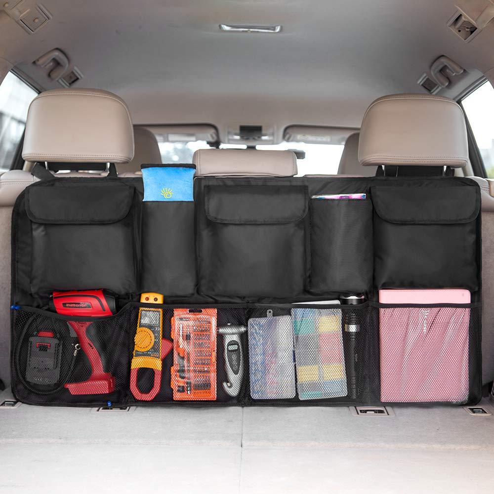  [AUSTRALIA] - IPARTS EXPERT Car Trunk Backseat Organizer, Large SUV Hanging Storage Bag - 42 x 22 inch, Space Saving Car Organizer with 3 Magic Stick