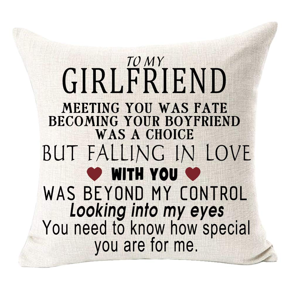  [AUSTRALIA] - Andreannie Best Girlfriend Gift to My Beautiful Girlfriend Cotton Linen Throw Pillow Case Cushion Cover Home Office Decorative Square 18 X 18 Inches ?- ?- ¡­ (D) D