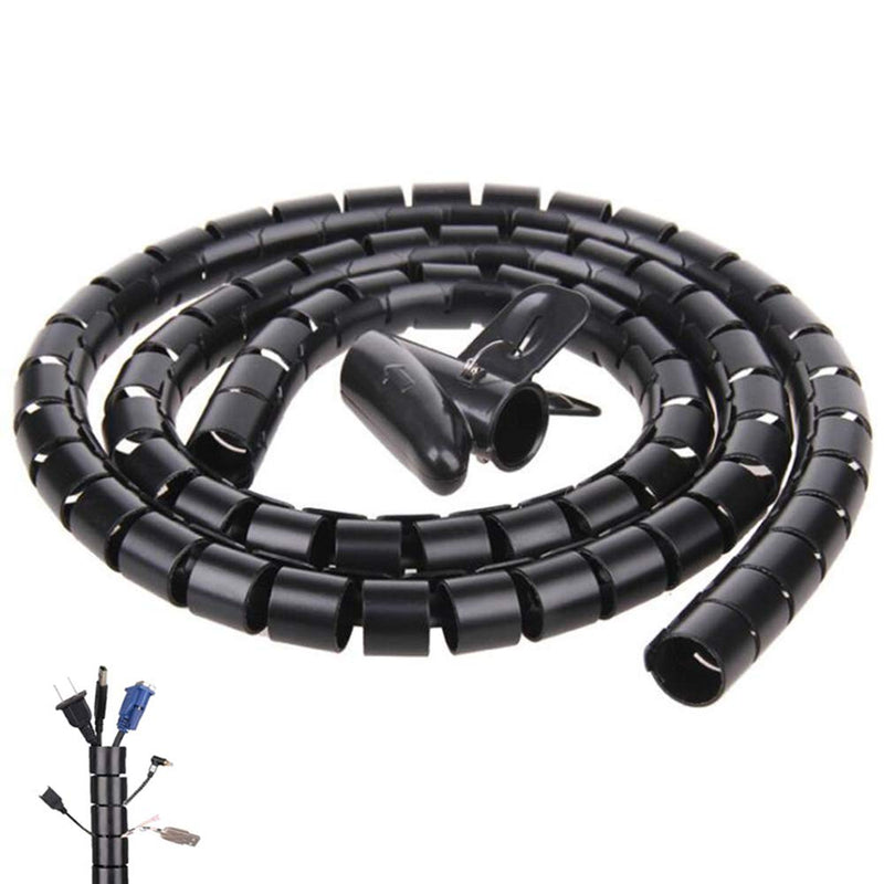  [AUSTRALIA] - Black Spiral Winding Cable Management Pipe Wire Wrap Line Coiled Tube, Flexible Cord Covered Protective Bundler Sleeve Hose for Office, Computer, TV, and Car (Length 10ft- Dia 1.1inch)