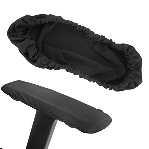  [AUSTRALIA] - 1 Pair Knitted Elastic Fabric Chair Armrest Covers Office Wheelchair Arm Rest Pad Elbows Forearms Pressure Relief slipcover (Black) Black