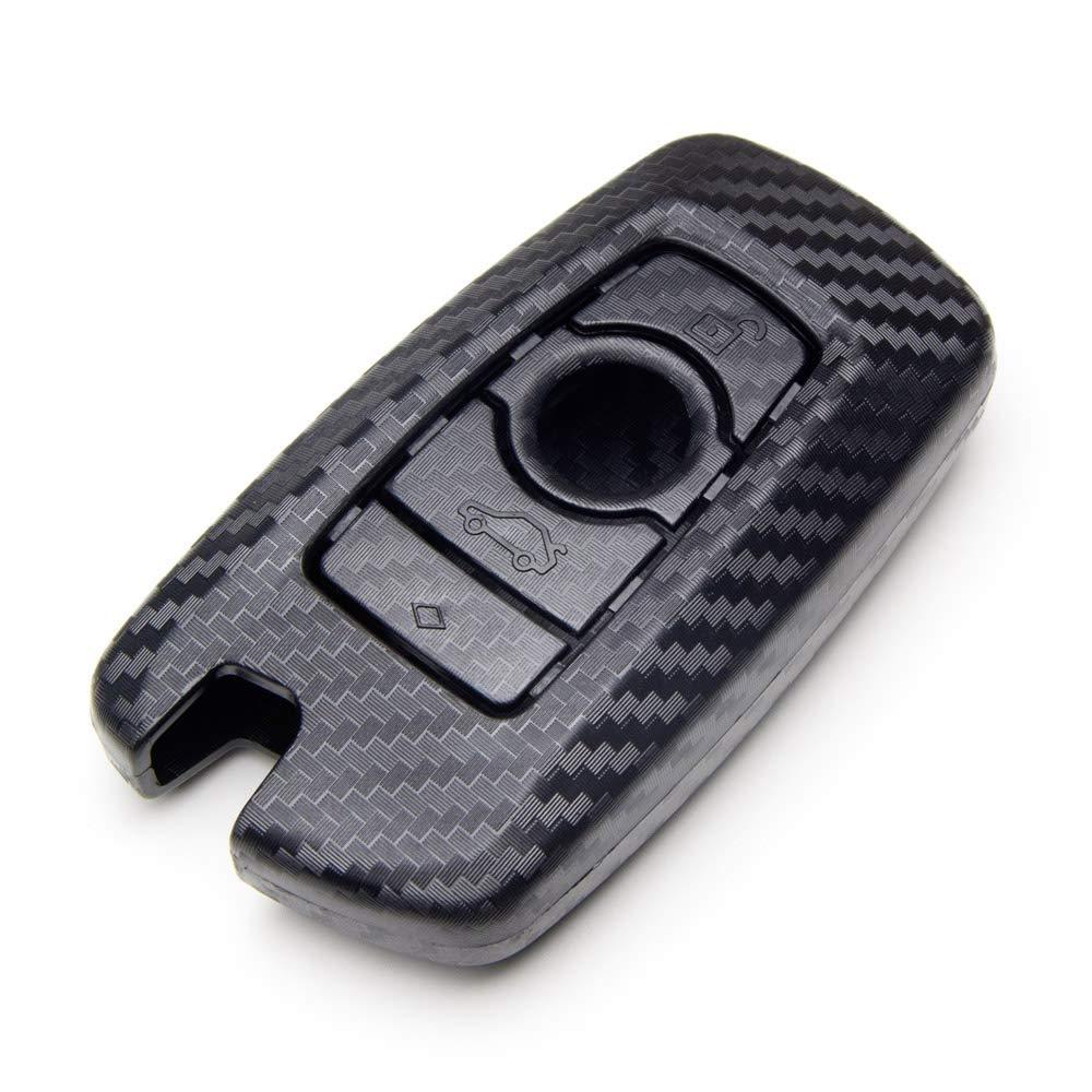 TANGSEN Smart Key Fob Personalized Case Protective Cover for BMW 1 3 4 5 6 7 Series GT3 GT5 M5 M6 X3 X4 3 4 Button Keyless Entry Remote 3D Twill Weave Carbon Fiber ABS Plastic Emboss 3 & 4 Button Black 3d Carbon Fiber Emboss Abs (Integrated Button) - LeoForward Australia