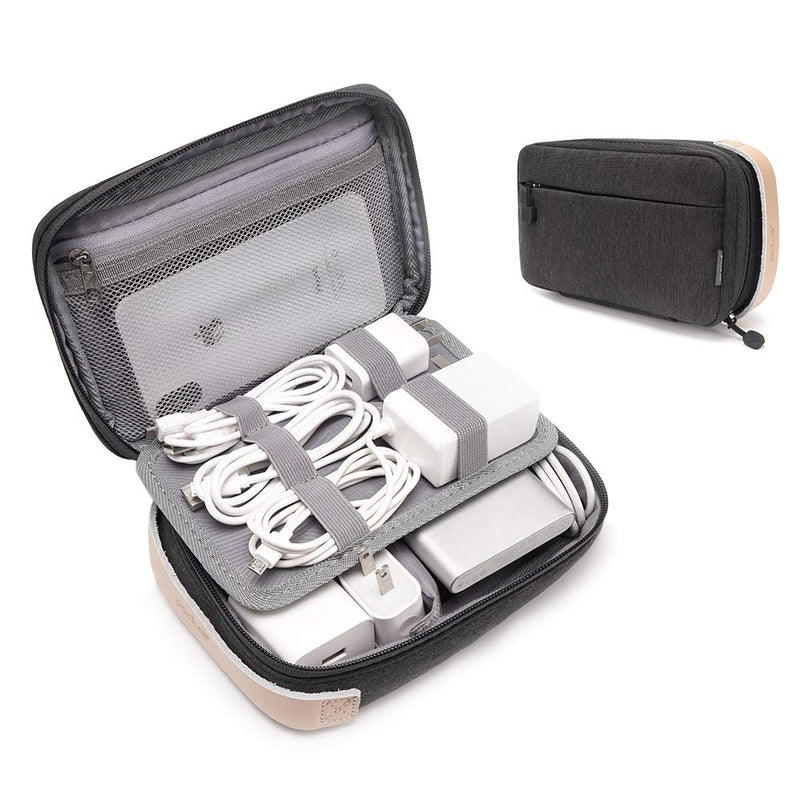  [AUSTRALIA] - pack all Electronic Organizer, Cable Organizer Bag, Cord Travel Organizer for Cables, Chargers, Phones, USB cords, SD Cards (Black) Black